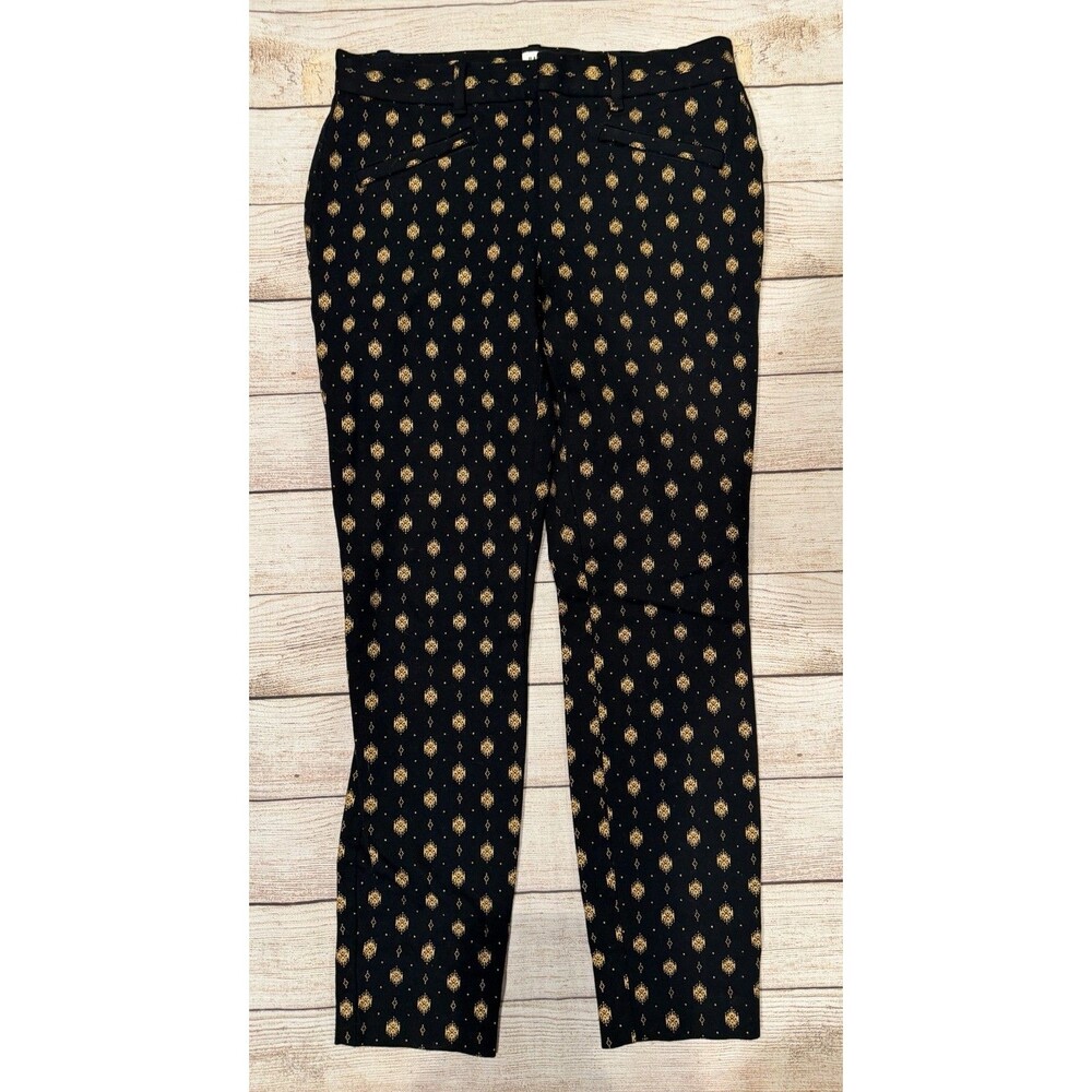 Gap For Good Curvy Skinny Ankle Pants Black Gold Metallic Stretch Size 2